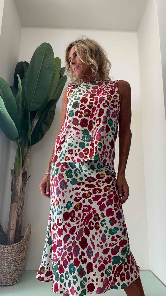 VICOLO - TR0736 - TOP VISCOSA FANTASIA ANIMALIER