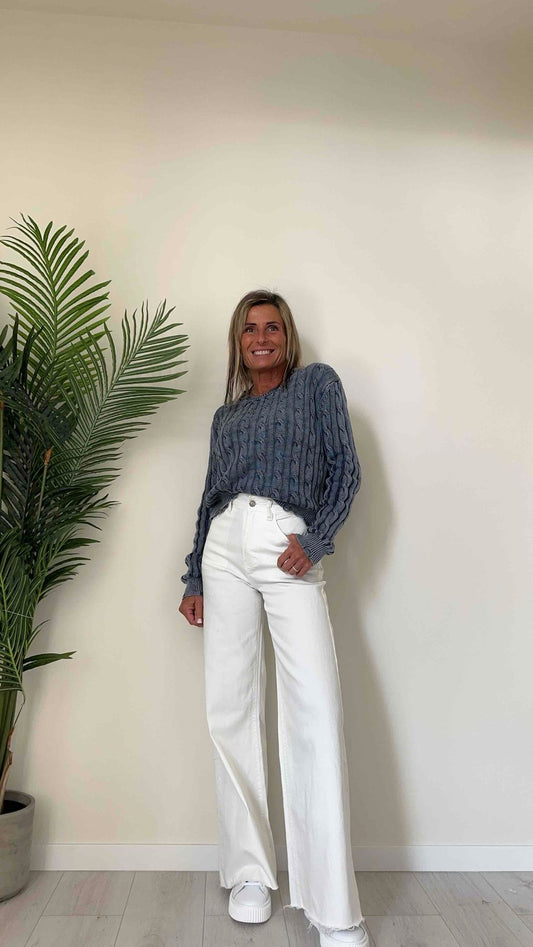 SUSYMIX - 8087 - MAGLIA COTONE MARMORIZZATO, PARICOLLO CON TRECCE E ROTTURE