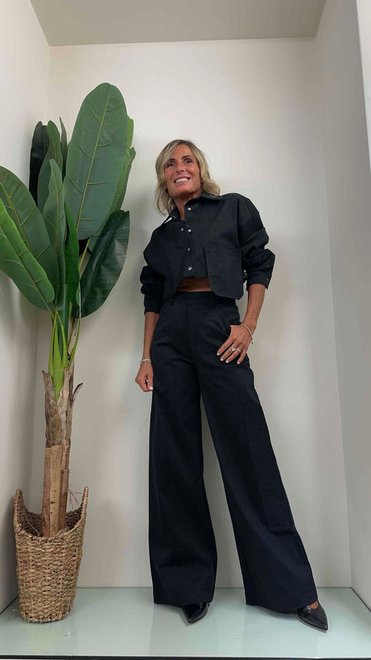 DAFNE - L8097P27 - SHACKET CROP GESSATO NERO