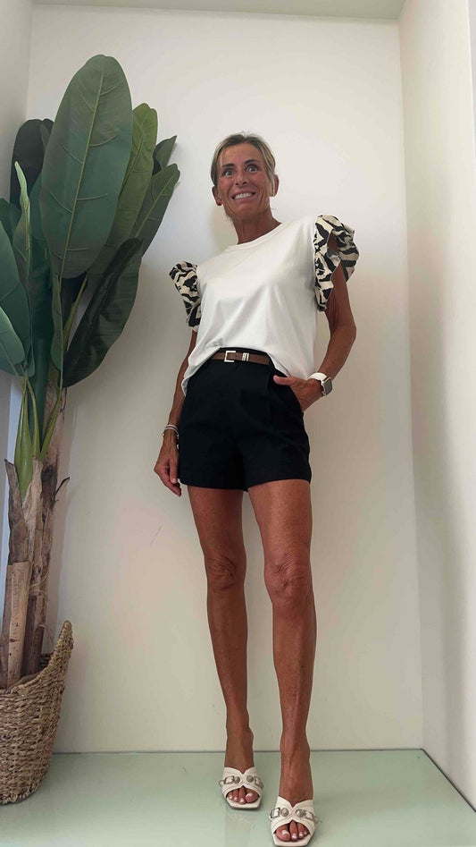 DAFNE - CHX6569P27 - BERMUDA COTONE, 1 PINCES C/CINTURA