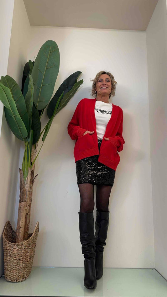 DAFNE - T0947P27 - CARDIGAN VISCOSA DOPPIATA CON TASCHE