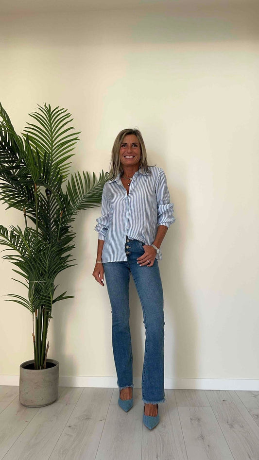 GIORGIA & JHONS - 60093SS24 - CAMICIA FLUIDA A RIGHE, 63% VISCOSA