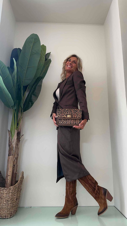 ANTONELLO SERIO - 56470 - BORSA TRACOLLA PATTA STAMPA ANIMALIER