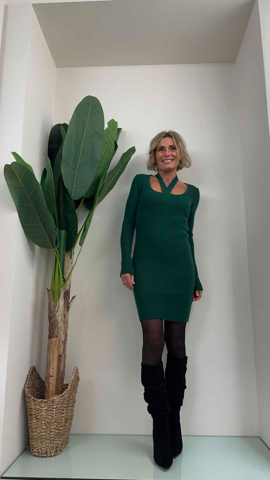 DAFNE - KL2367P27 - ABITO VISCOSA COSTINE SLIM FIT, LACCETTO COLLO