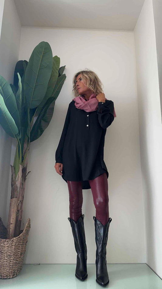 SUSYMIX - R080 - CAMICIA CREPE COLLO COREANA LUNGA