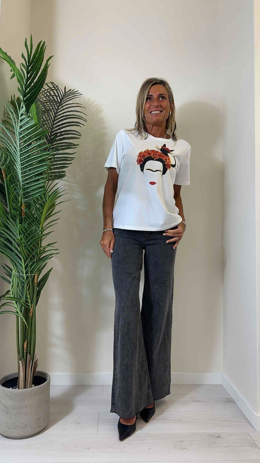 DAFNE - MA2024FRIGATP13 - T-SHIRT COTONE STAMPA FRIDA GATTO