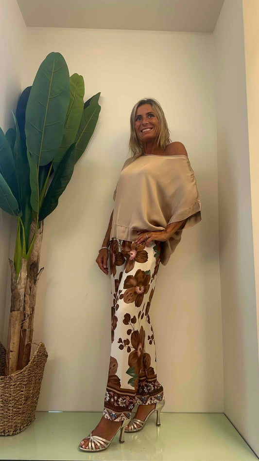 DAFNE - 5303P28 - PANTALONI VISCOSA FANTASIA FIORI
