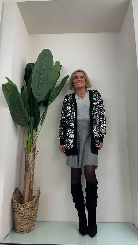 DAFNE - CH3070P32 - CARDIGAN LUNGO PAILLETTES