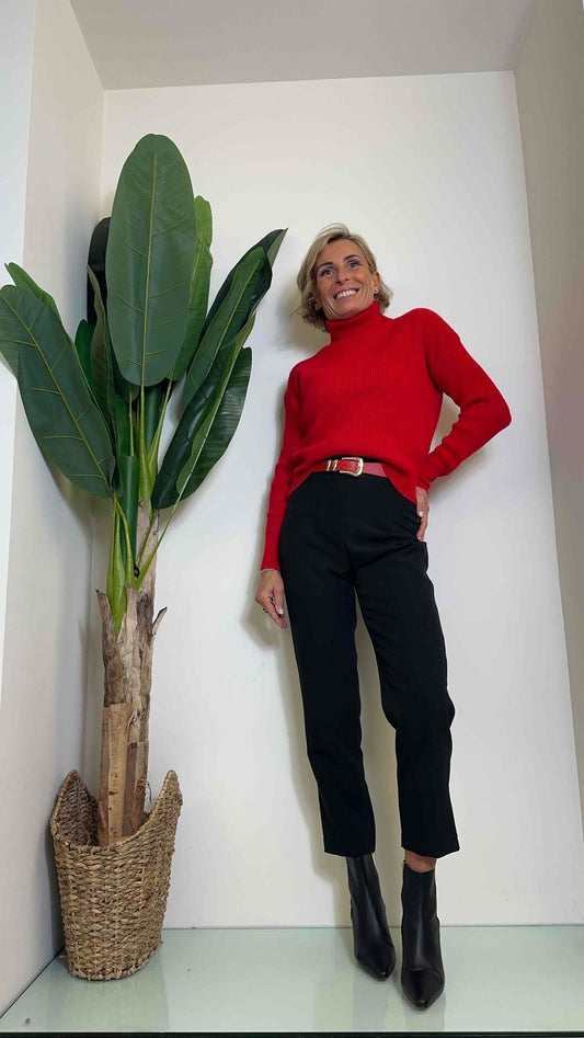 F3 - P321PA47 - PANTALONE TESSUTO TECNICO VITA ALTA STRUTTURATA