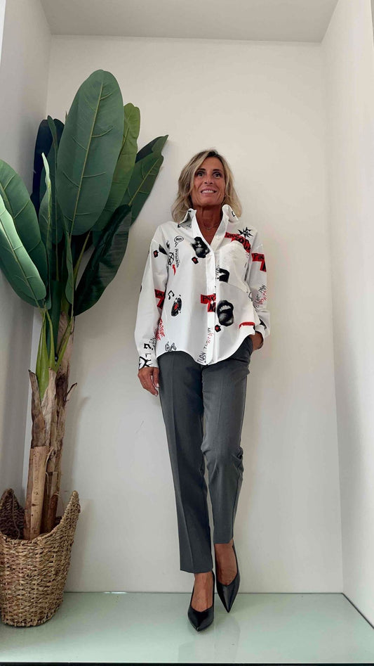 PLEASE - C01QCAR000 - CAMICIA COTONE STAMPA ROCK