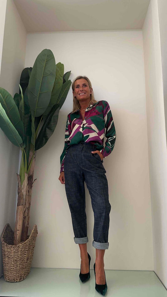 DAFNE - 6283JHP29 - PANTALONE GIRLFRIEND TESSUTO MELANGE