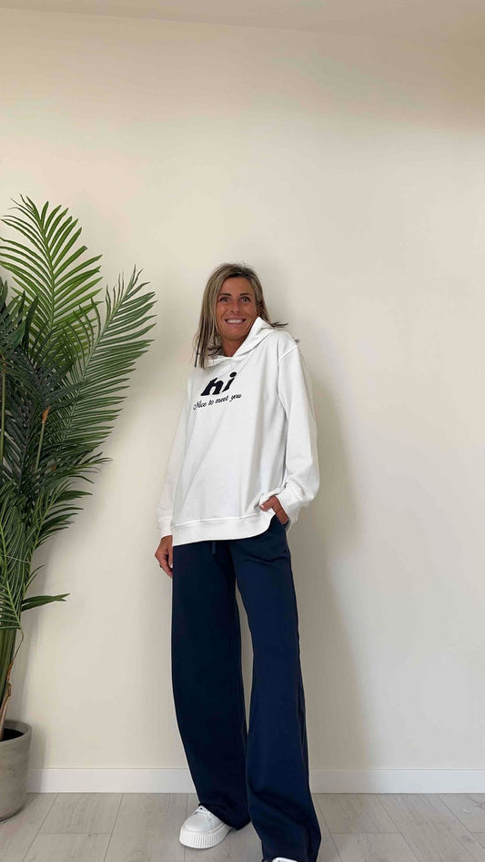 SUSYMIX - 10190 - FELPA RICAMO "HI" CON CAPPUCCIO