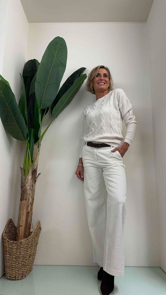 DAFNE - Z2119P24 - MAGLIA VISCOSA DOPPIATA CON TRECCE E COLLO ROTOLINO