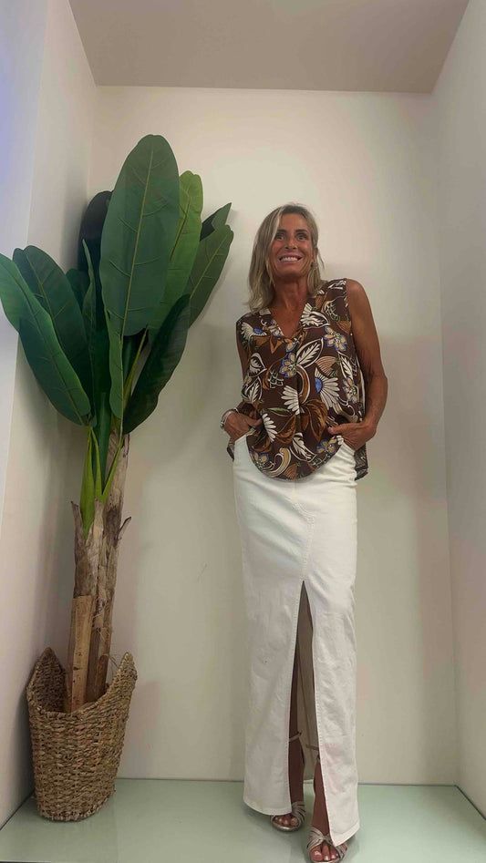 DAFNE - 445721p23 - blusa scollo a V fantasia