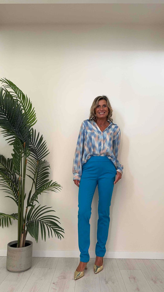 DAFNE - 5991SFUMP17 - BLUSA STONDATA CON ELASTICO, SCOLLO A V INCROCIATO, FANTASIA SFUMATA