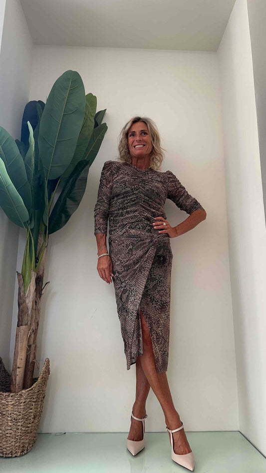 VICOLO - TR1027 - MAGLIA TULLE FANTASIA PITONE