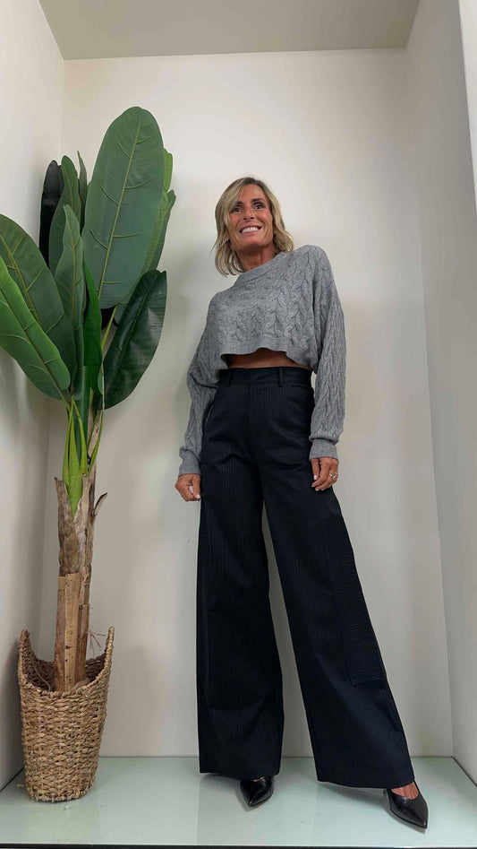 DAFNE - LD0004P32 - PANTALONE CARGO PALAZZO GESSATO