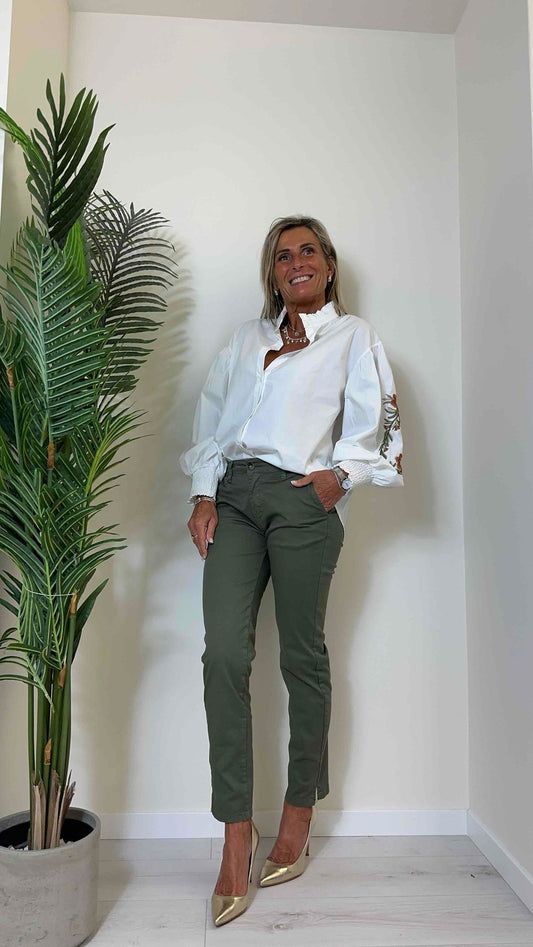 DAFNE - LU9634P29 - CAMICIA COTONE MANICA BALLOON POLSO ELASTICATO E RICAMO MANICHE