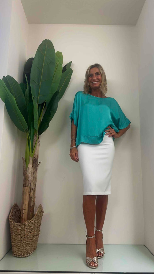 DAFNE - 5053P22 - BLUSA VISCOSA MANICA CORTA SCATOLINA