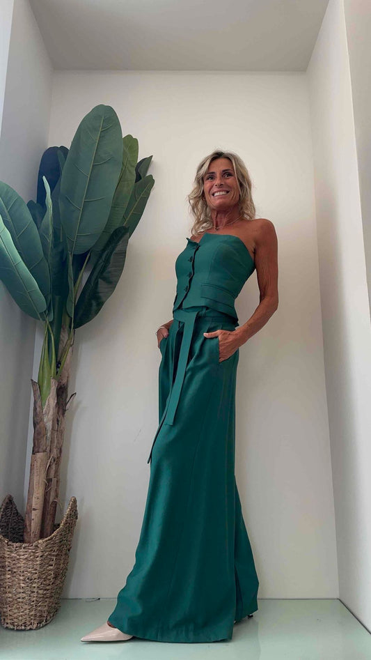 VICOLO - TR0319 - PANTALONE VISCOSA AMPIO CON CINTURA