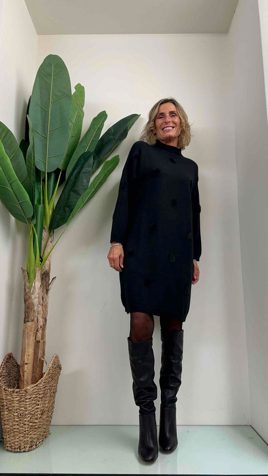 DAFNE - AL0673P32 - ABITO VISCOSA DOPPIATA POIS PELUCHE