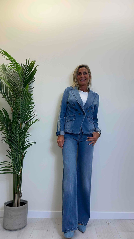 PLEASE - J0JXGD2NLQ - GIACCA DENIM STRETCH, DOPPIOPETTO, SLIM FIT