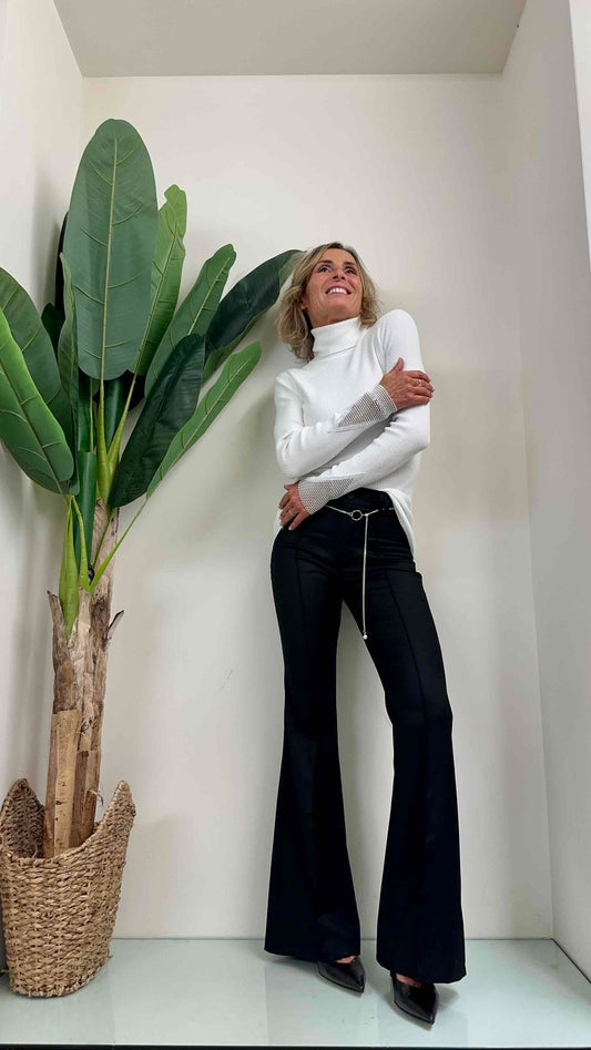 DAFNE - ZM1709P23 - DOLCEVITA VISCOSA COSTINE, INSERTO RETE STRASS MANICA