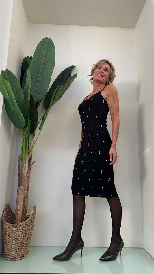 DAFNE - TC1514P32 - ABITO SPALLINE COSTA PIATTA, GOCCE CRISTALLI, VISCOSA 68%