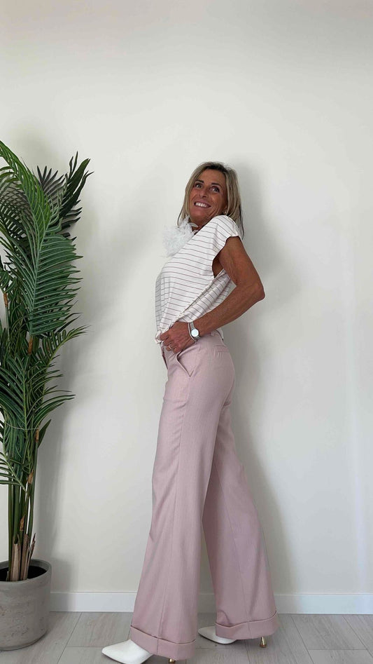 SUSYMIX - PANDINO - PANTALONE TESSUTO MICRO OPERATO, PALAZZO CON RISVOLTO