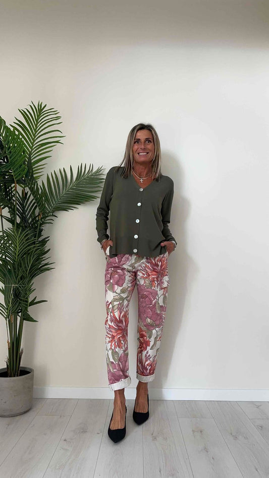 DAFNE - AL0689P28 - CARDIGAN VISCOSA, BOTTONI MADREPERLA CON SPACCHETTI