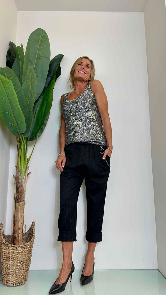 GIORGIA & JHONS - 60163FW23 - TOP PAILLETTES SCOLLO MADONNA