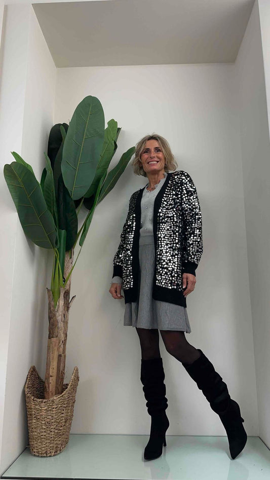 DAFNE - CH3070P32 - CARDIGAN LUNGO PAILLETTES