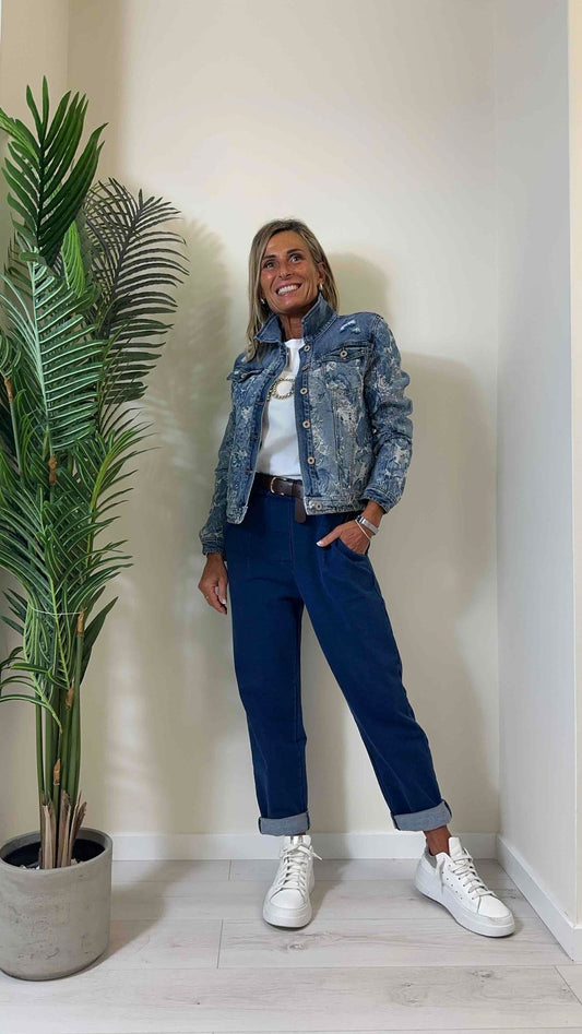 DAFNE - H8193P32 - GIUBBINO DENIM GRAFFIATO