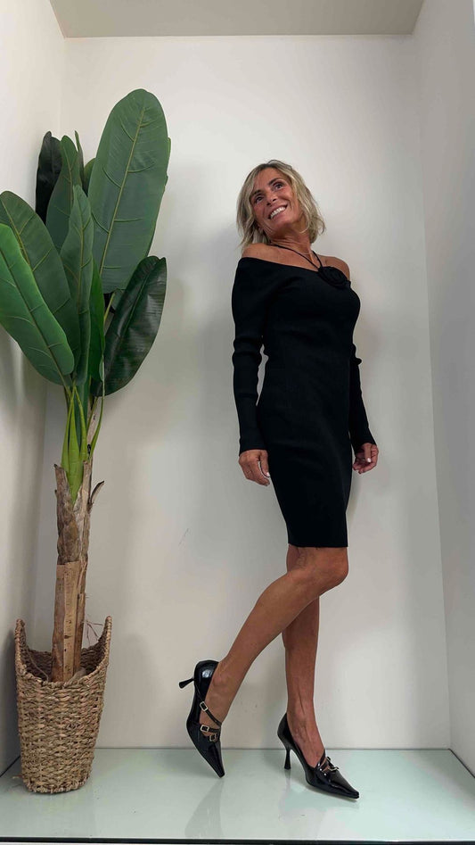 DAFNE - DZ93223P29 - ABITO SLIM COSTINA VISCOSA CON FIORE