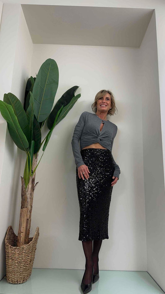 IMPERIAL - TS75GRN - TOP CROP GLITTER NODO GOCCIA