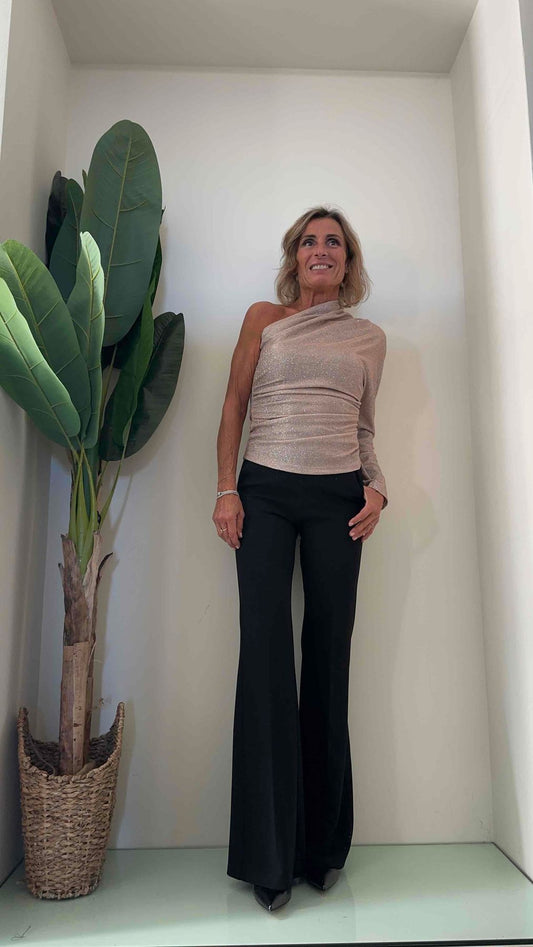 VICOLO - UR0106 - TOP MONOMANICA GLITTER