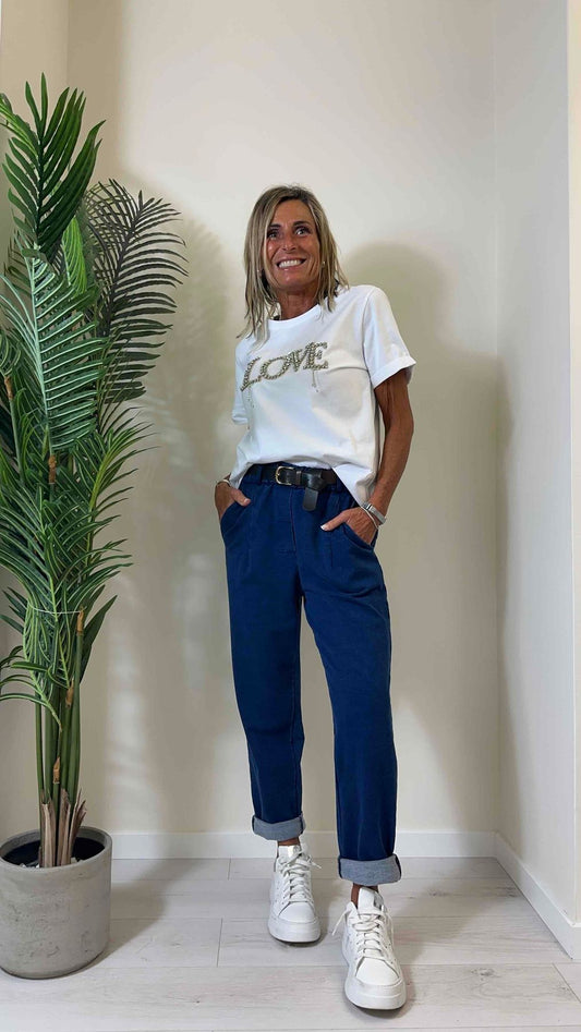 DAFNE - CHK7373P18 - T-SHIRT COTONE "LOVE" STRASS