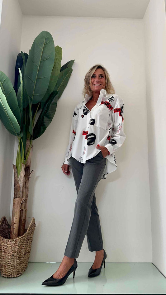 PLEASE - C01QCAR000 - CAMICIA COTONE STAMPA ROCK