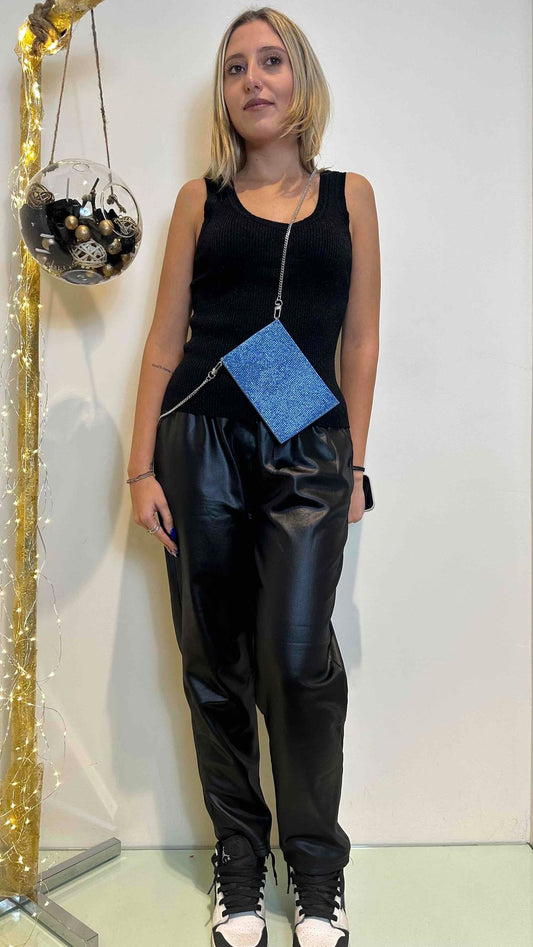 DAFNE - BUS23P12 - BUSTINA PORTACELLULARE, BASE PELLE CON BRILLANTINI