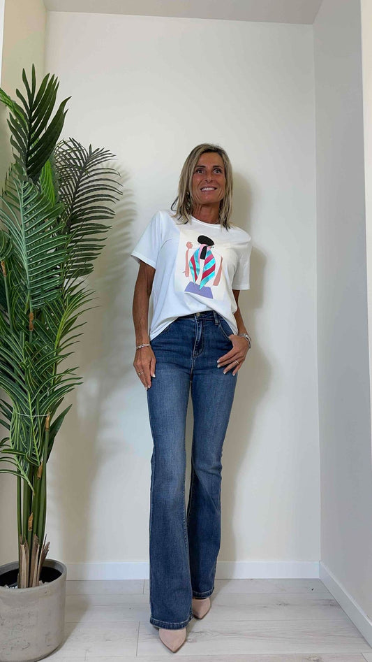 DAFNE - SY102P28 - JEANS FLARE COMFY STRETCH, VITA MEDIA