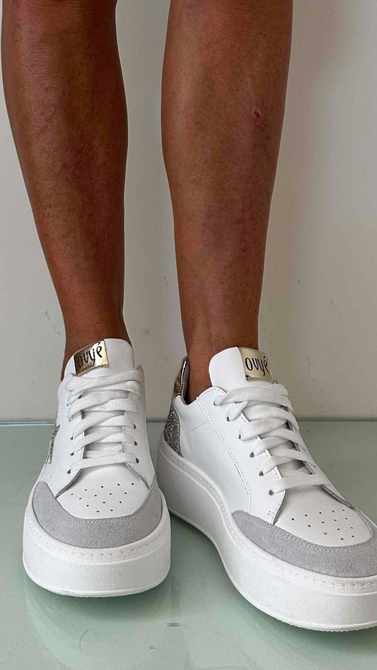 OVYE' - AM2356A/VIT - SNEACKER PELLE CON GLITTER FONFO GOMMA 5 CM