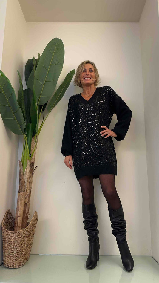 DAFNE - AL872P32 - ABITO/PULL VISCOSA PAILLETTES,K MSCOLLO A V, MANICA BALLOON