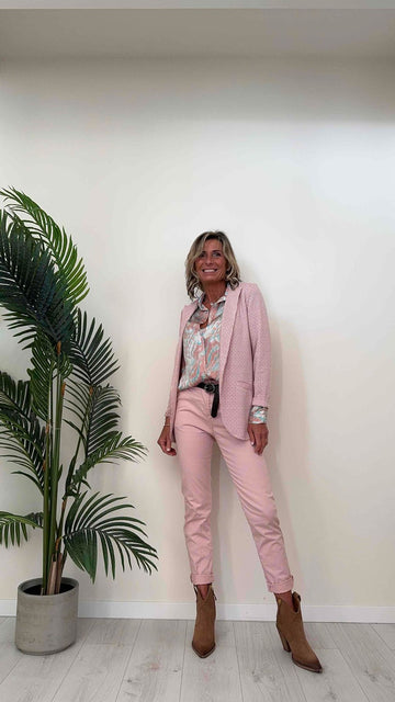 DAFNE - 814216.409P28 - PANTALONE STRAIGHT IN COTONE TINTO CAPO, CON CINTURA