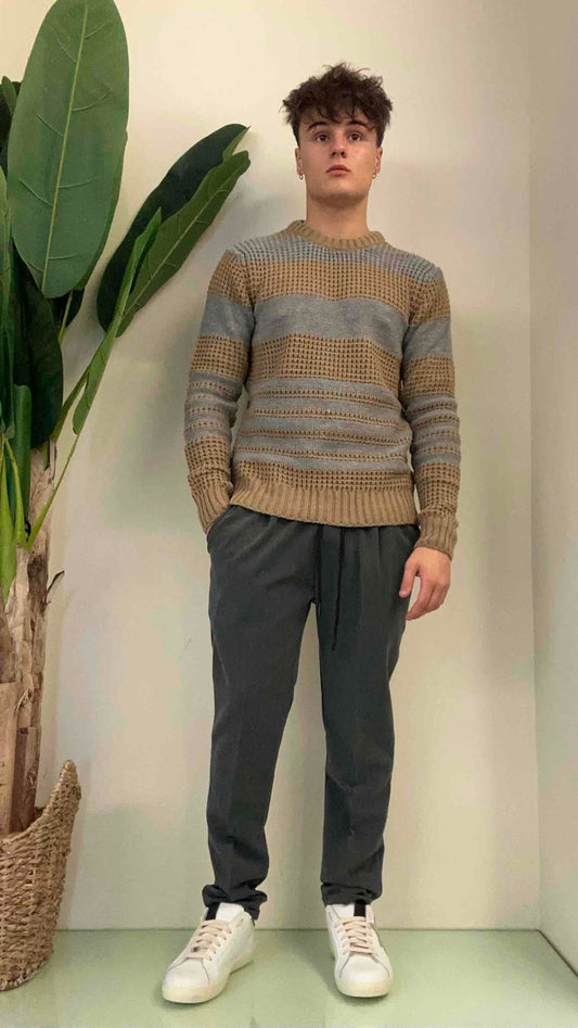 IMPERIAL - M63728GJ5 - PULLOVER MOTIVO RILIEVO RIGHE SFALSATE