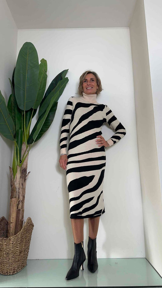 DAFNE - ZS5271P29 - ABITO VISCOSA DOPPIATA ZEBRATO LONGUETTE