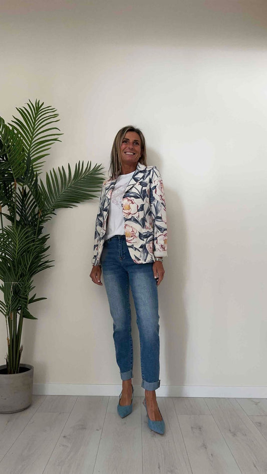 DAFNE - 518626B.9P26 - GIACCA FELPA GARZATA FANTASIA FIORI ACQUERELLO