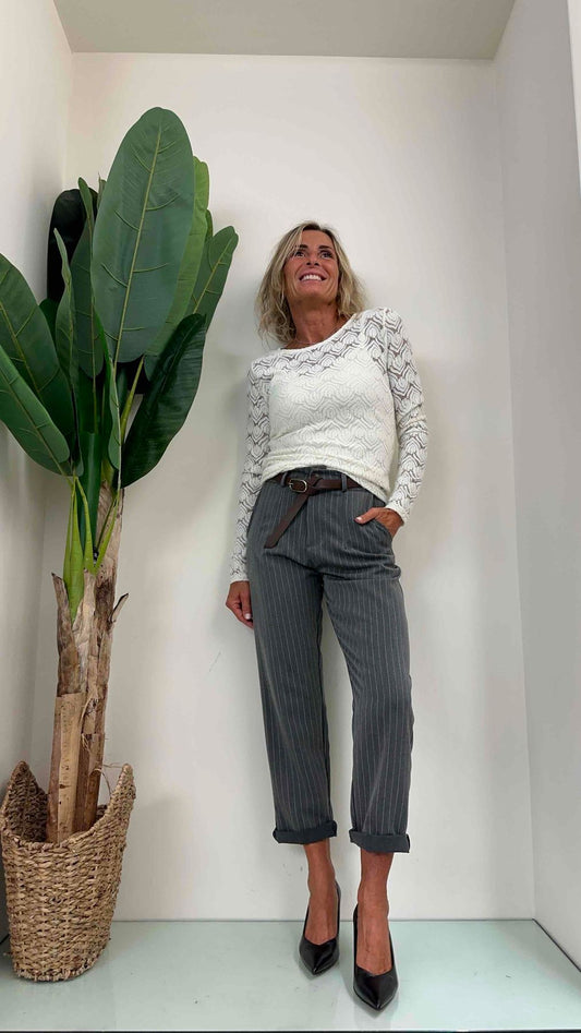 GIORGIA & JHONS - 60225FW23 - MAGLIA PIZZO DEVORE' CON TOP SPALLINE