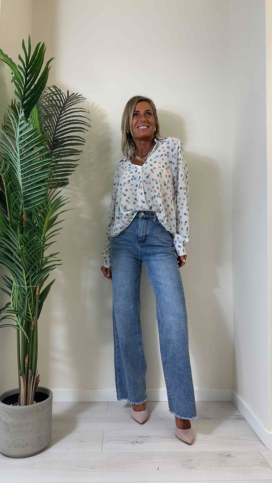 DAFNE - F31466P29 - JEANS PALAZZO ORLO SFRANGIATO