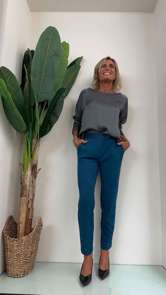 IMPERIAL - PVN2GAW - PANTALONE CREPE SIGARETTA INSERTI RASO