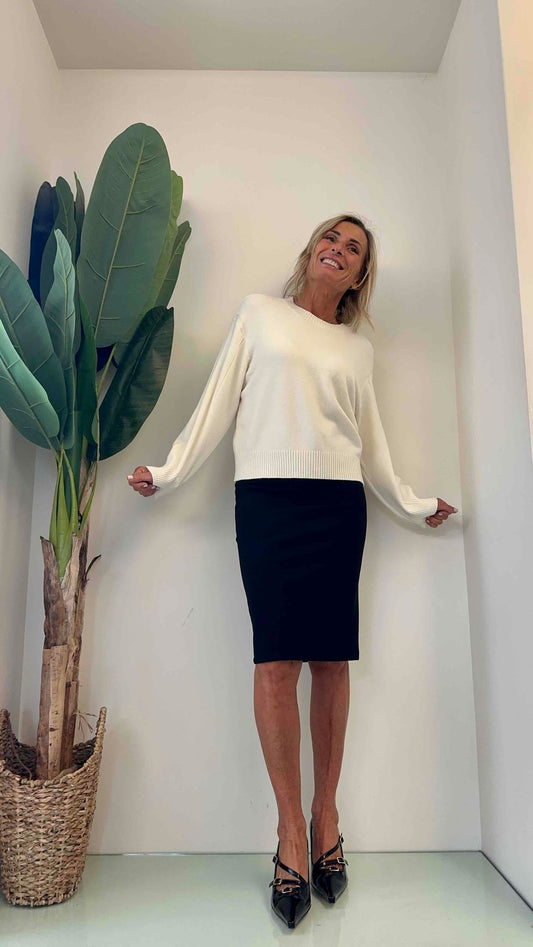 DAFNE - 12338P17 - GONNA TUBINO PUNTO MILANO CON SPACCO DIETRO